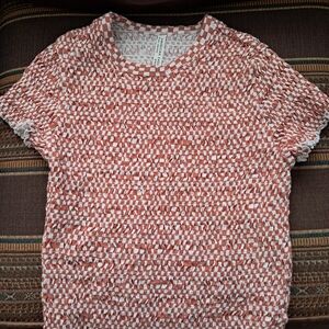 American Eagle Outfitters Orange and White Crinkle Tee